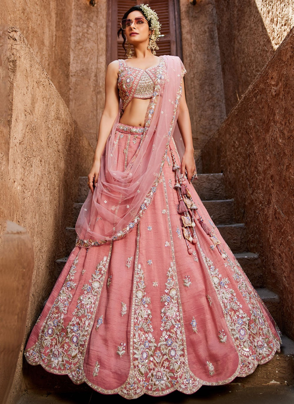 Tissue Engagement, Mehandi & Sangeet, Reception, Wedding A - Line Lehenga L3533