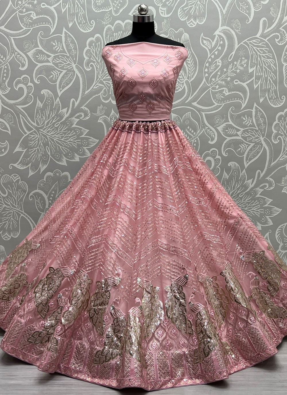 Embroidered Net A - Line Lehenga - L2256