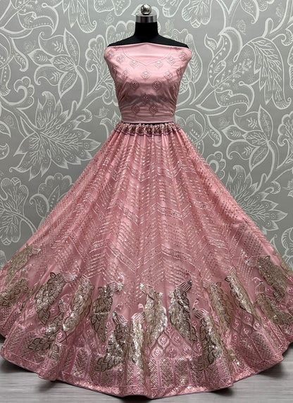Embroidered Net A - Line Lehenga - L2256