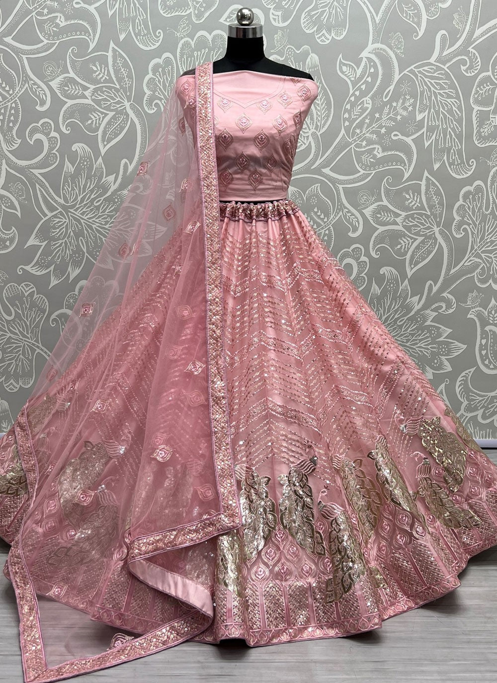 Embroidered Net A - Line Lehenga - L2256