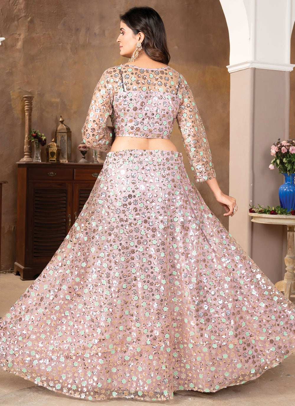 Cord Satin A - Line Lehenga - L2564