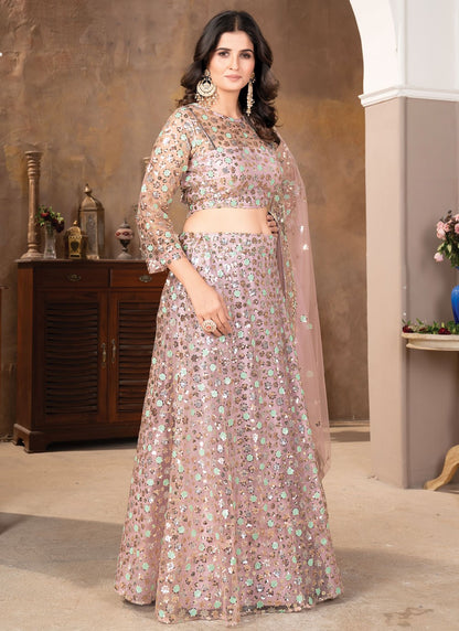 Cord Satin A - Line Lehenga - L2564