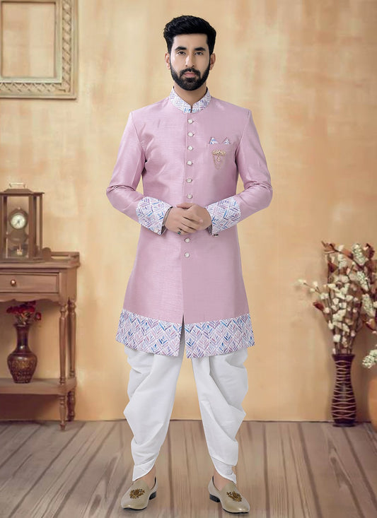 Embroidered Silk Pink Sherwani - M8522