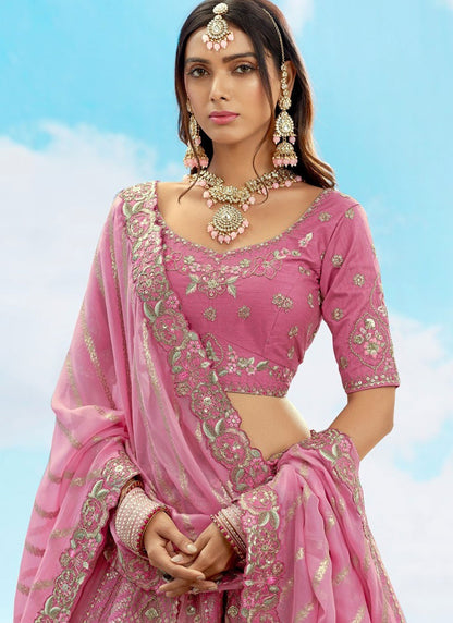 Silk Engagement, Reception, Wedding A - Line Lehenga L3572