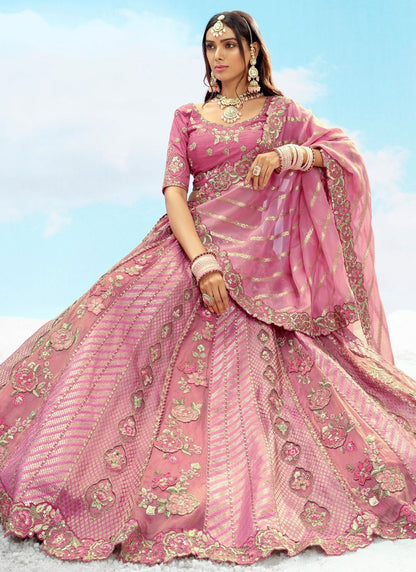 Silk Engagement, Reception, Wedding A - Line Lehenga L3572