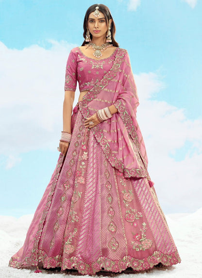 Silk Engagement, Reception, Wedding A - Line Lehenga L3572