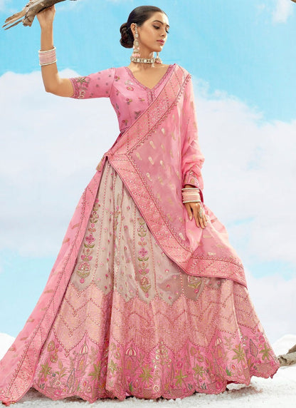 Silk Engagement, Reception, Wedding A - Line Lehenga L3567