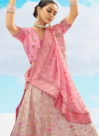 Silk Engagement, Reception, Wedding A - Line Lehenga L3567