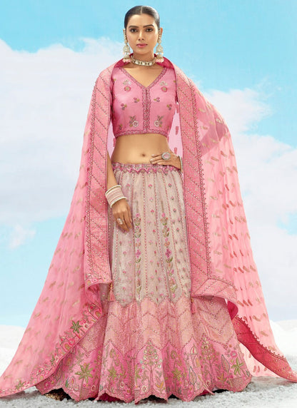 Silk Engagement, Reception, Wedding A - Line Lehenga L3567