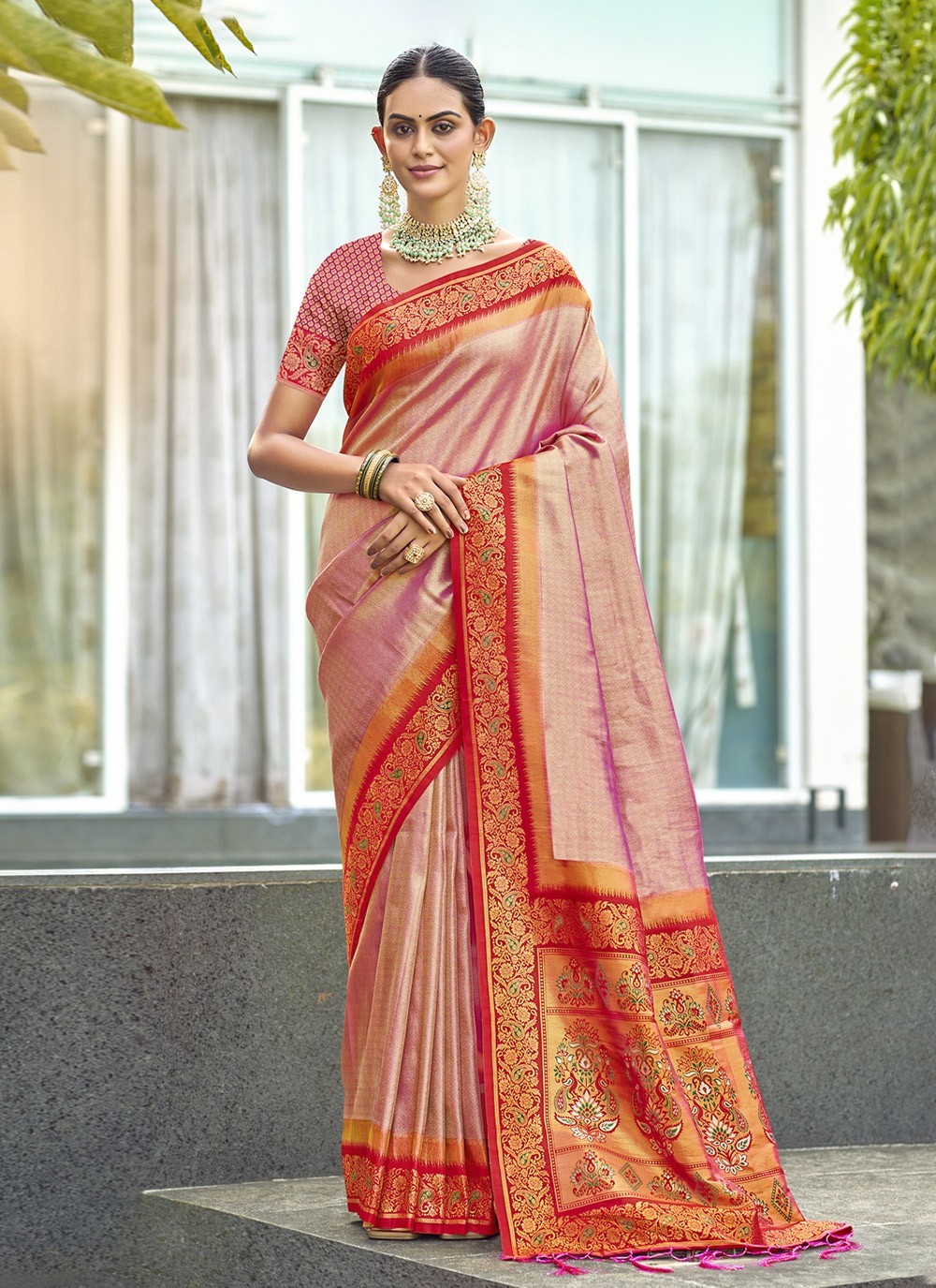 Classic Weaving Zari Silk Green Saree - S11217
