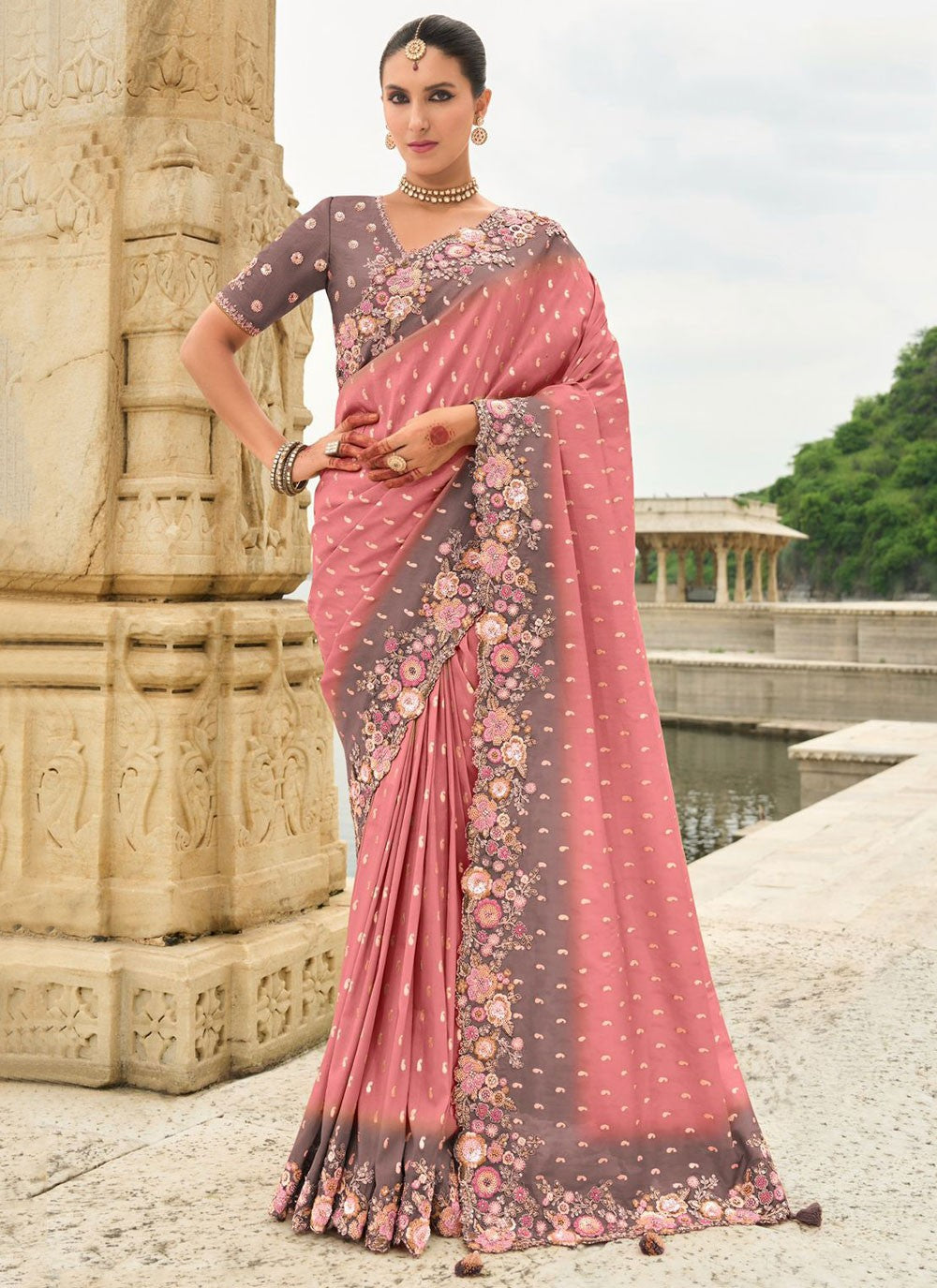 Buttis Silk Pink Saree S14504