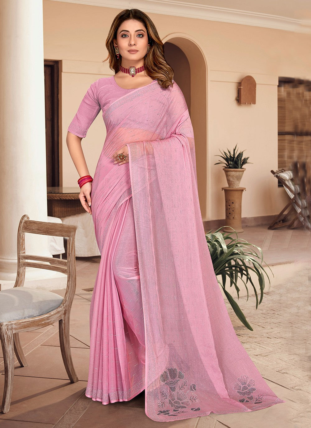 Trendy Stones Silk Saree - S3369