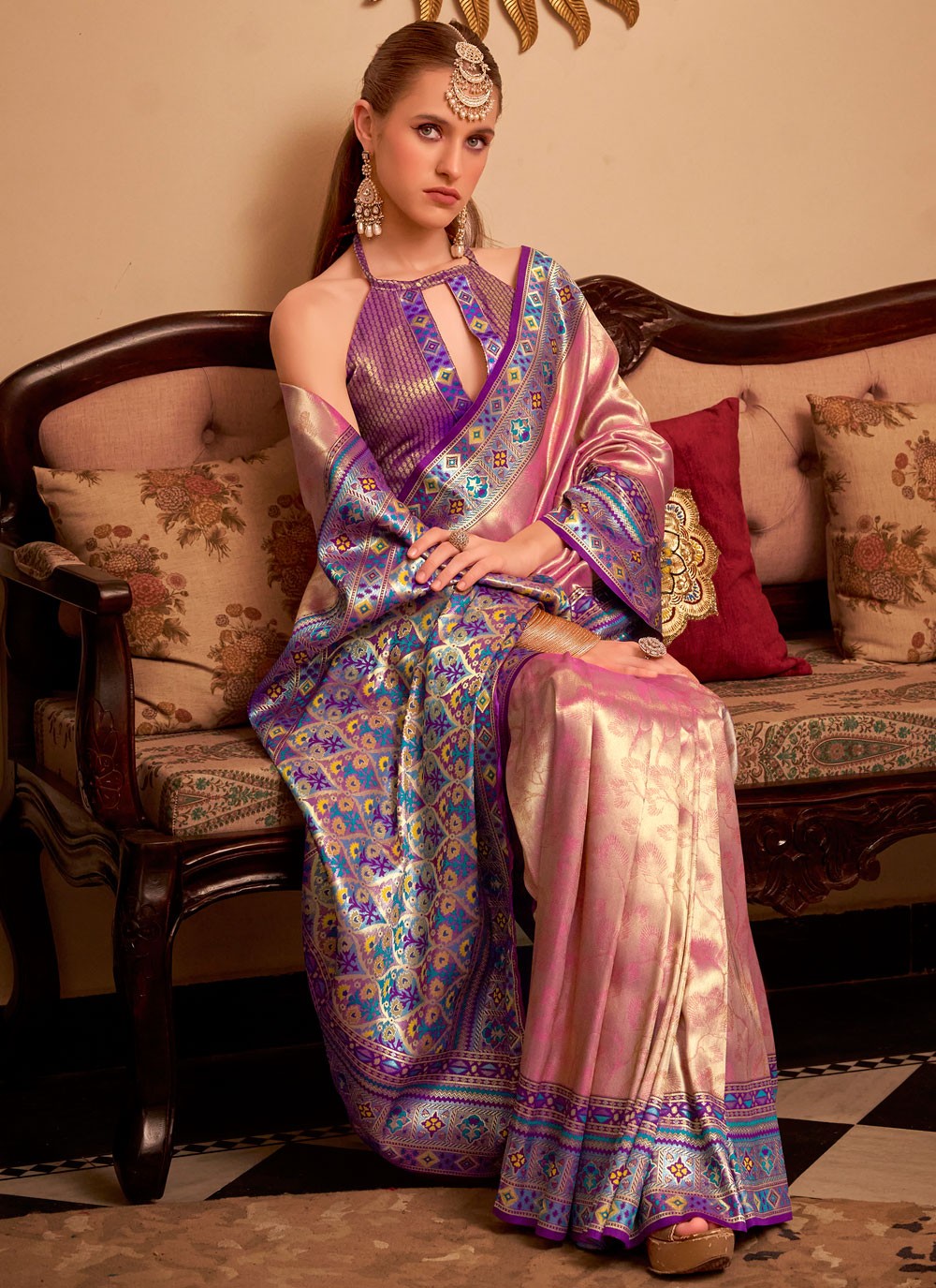 Pink Silk Designer Saree Weaving Zari, Zari S17794