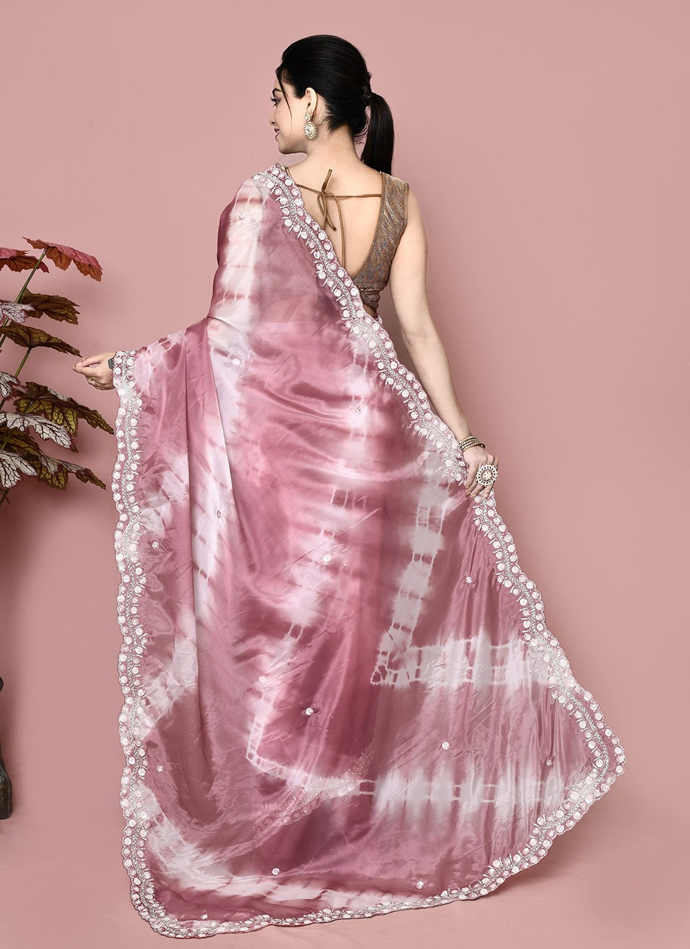 Classic Hand Embroidery Georgette Saree - S9372