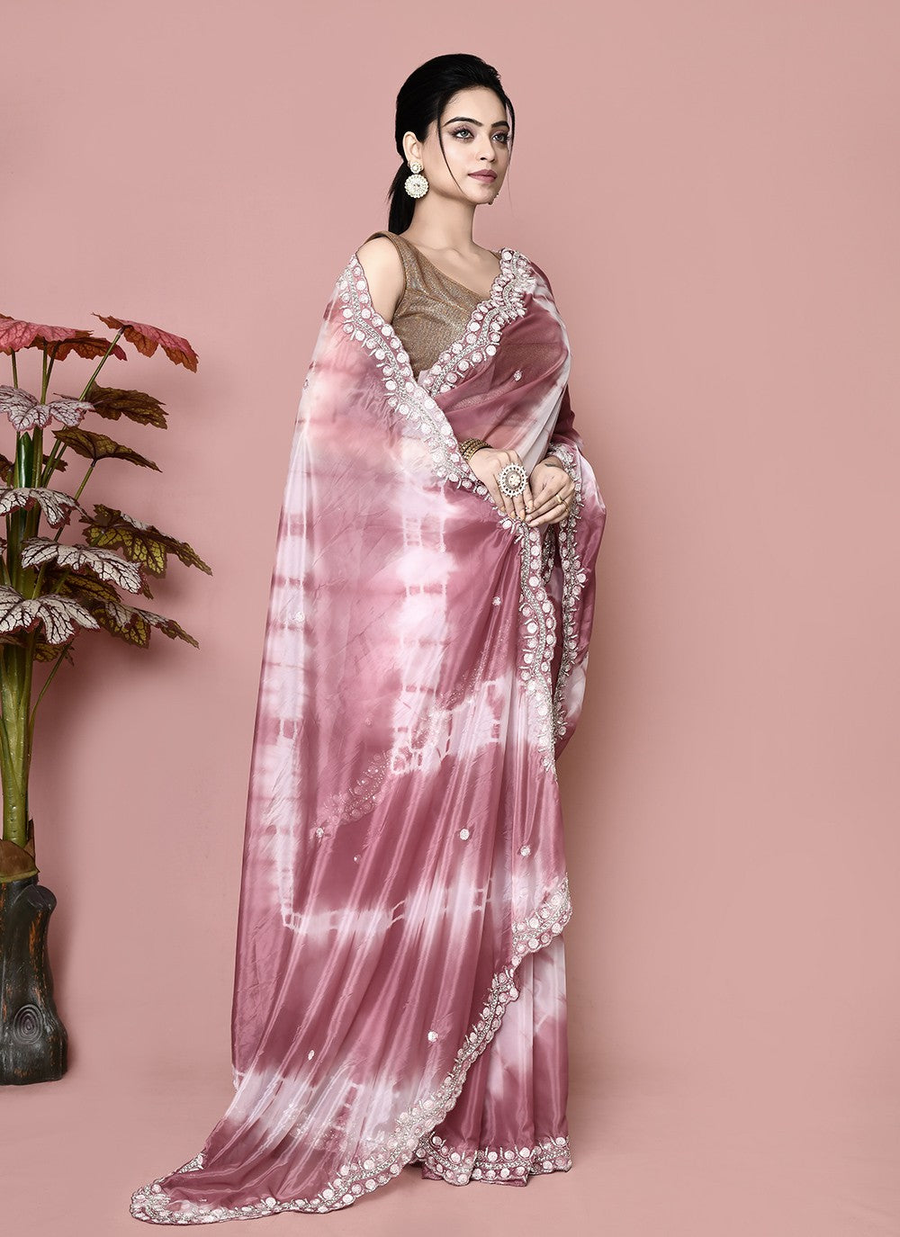 Classic Hand Embroidery Georgette Saree - S9372