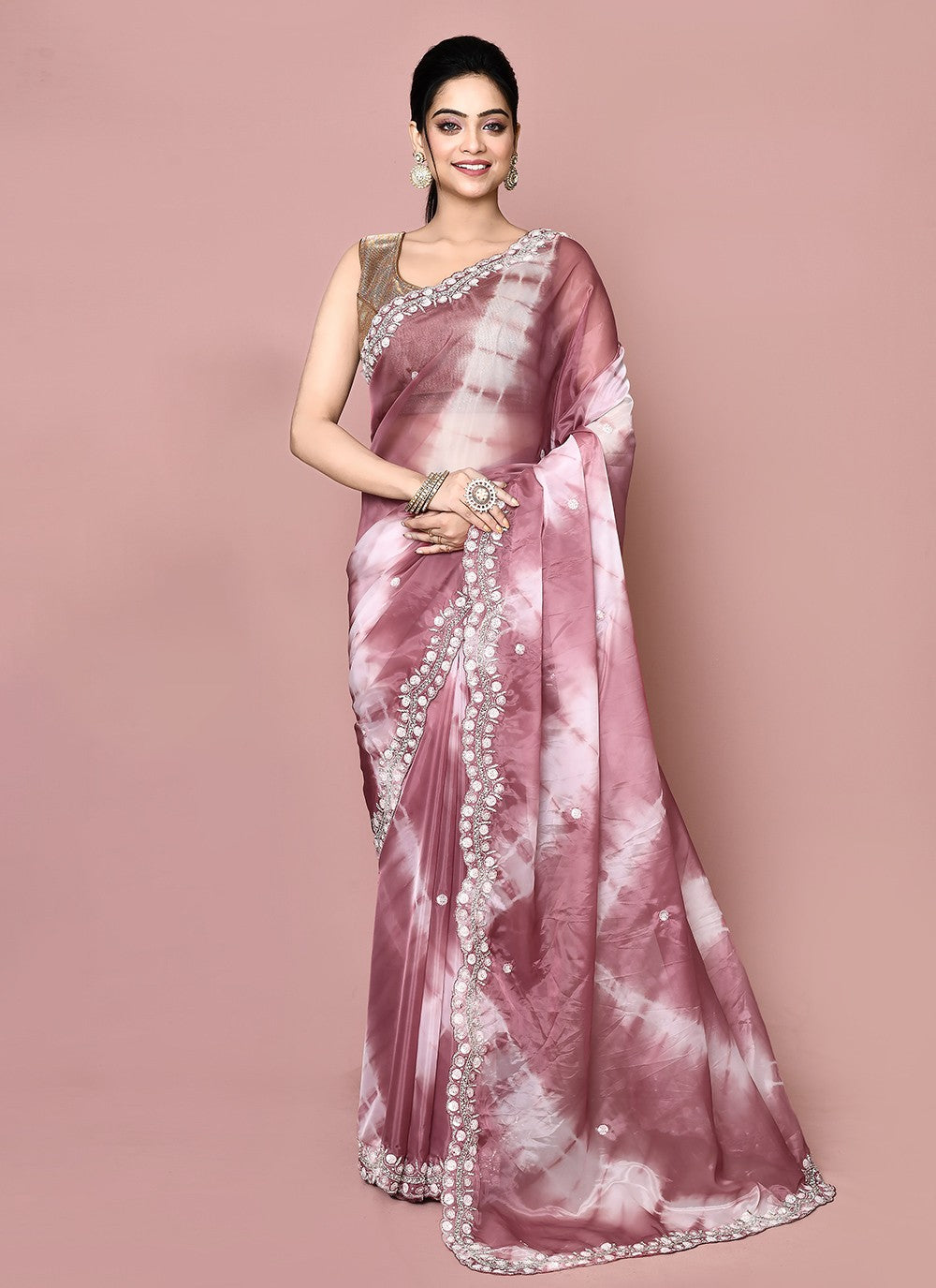 Classic Hand Embroidery Georgette Saree - S9372
