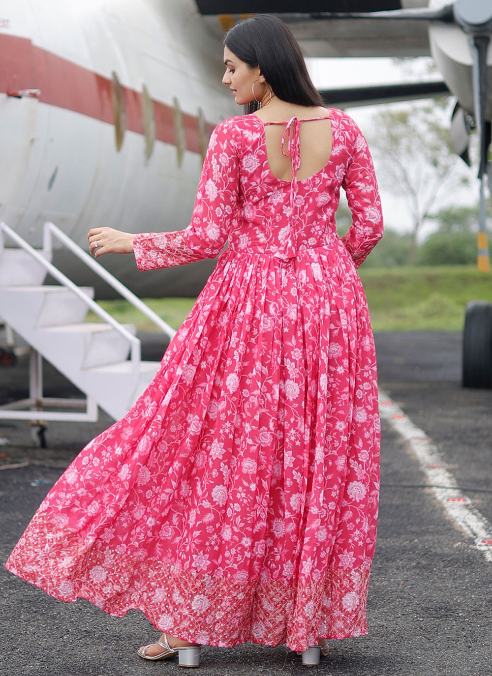 Digital Print Faux Georgette Gown - G1814