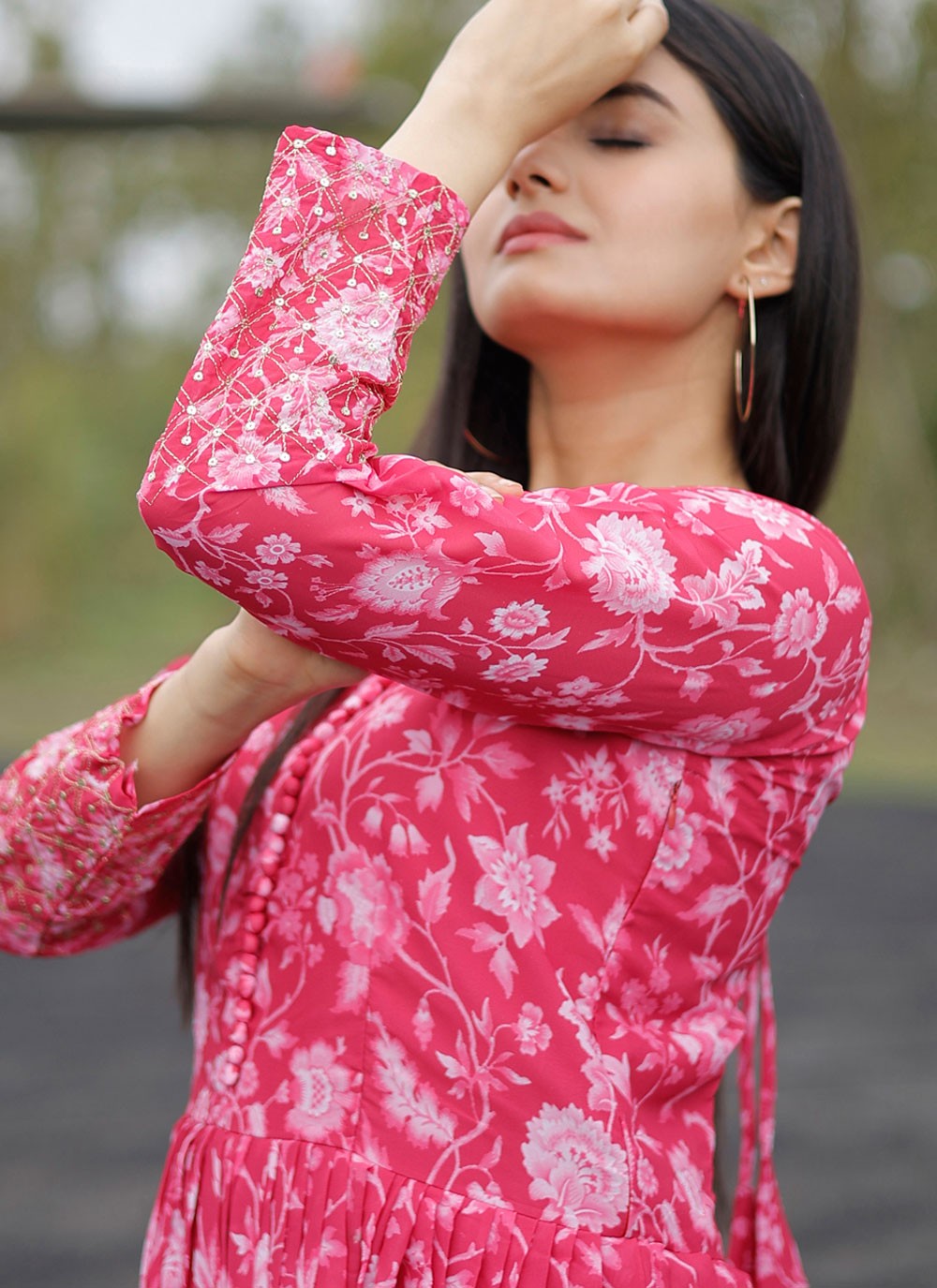 Digital Print Faux Georgette Gown - G1814