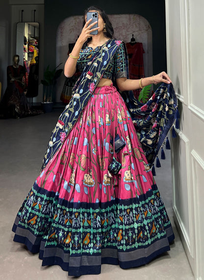 Patola Print Tussar Silk A - Line Lehenga - L2068