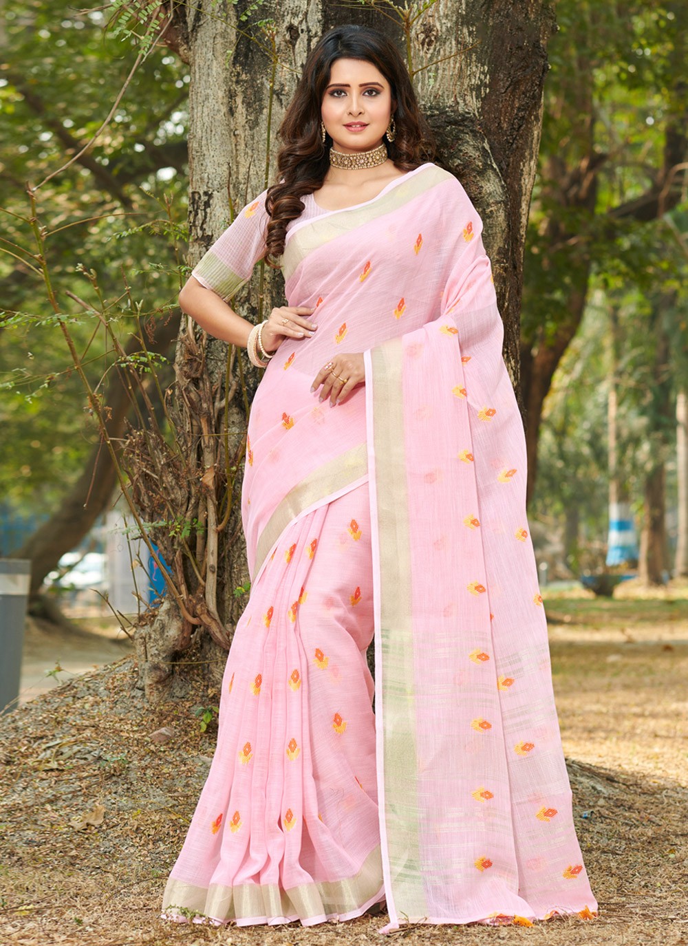 Casual Weaving Zari Linen Saree - S2688
