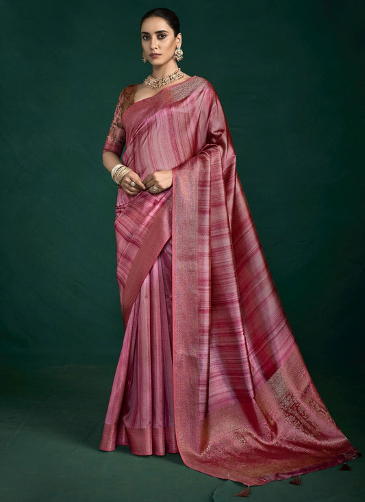Pink Silk Traditional Saree Weaving Zari S19763