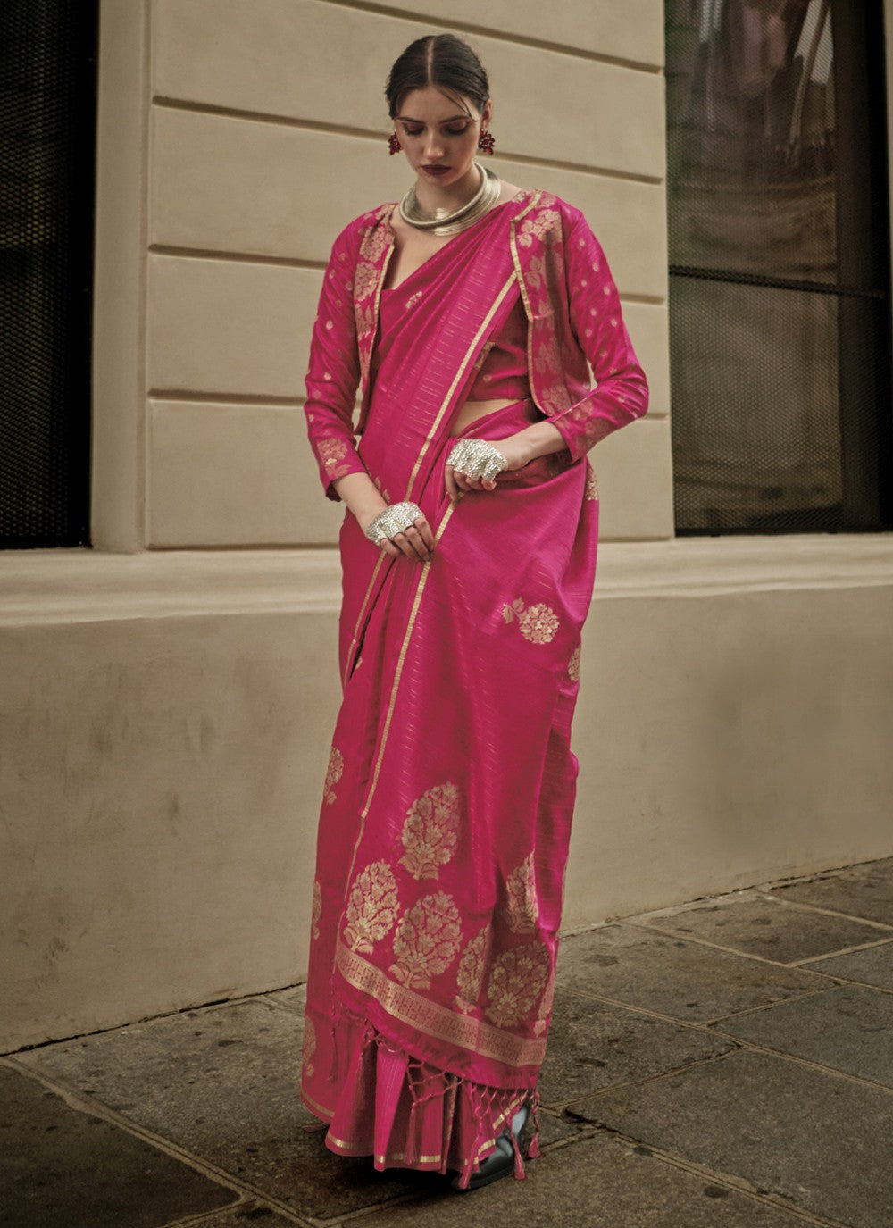 Trendy Weaving Zari Satin Saree - S3598