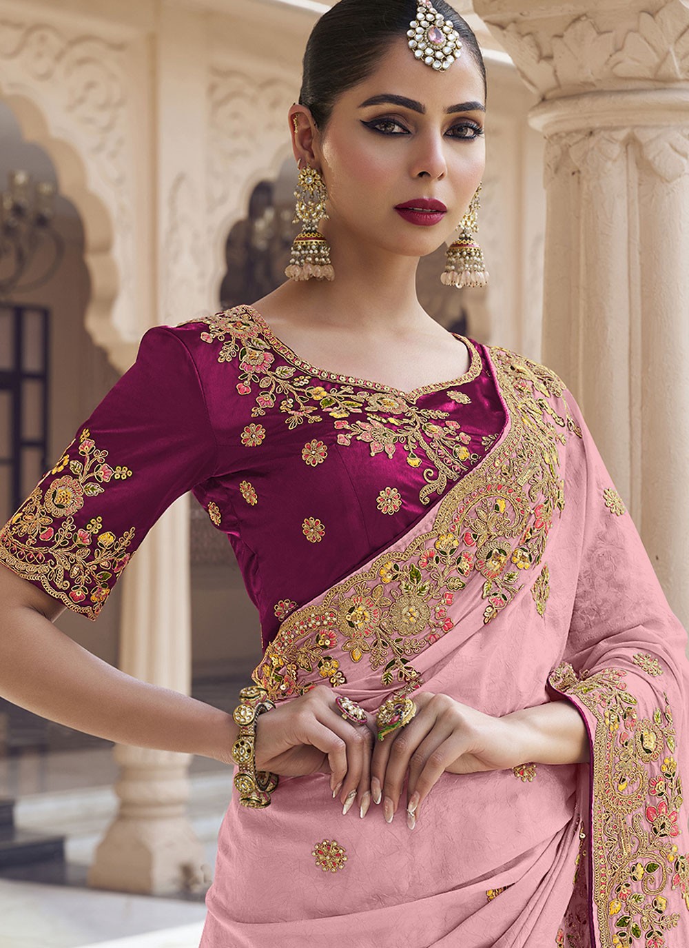 Cord Crush Pink Saree S14135