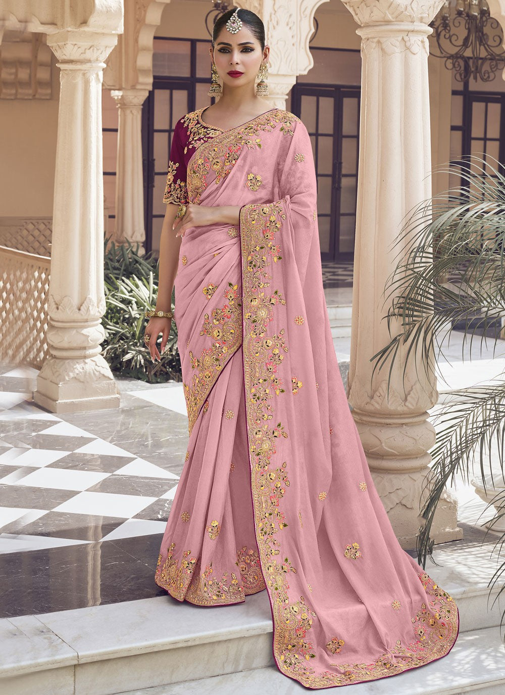 Cord Crush Pink Saree S14135
