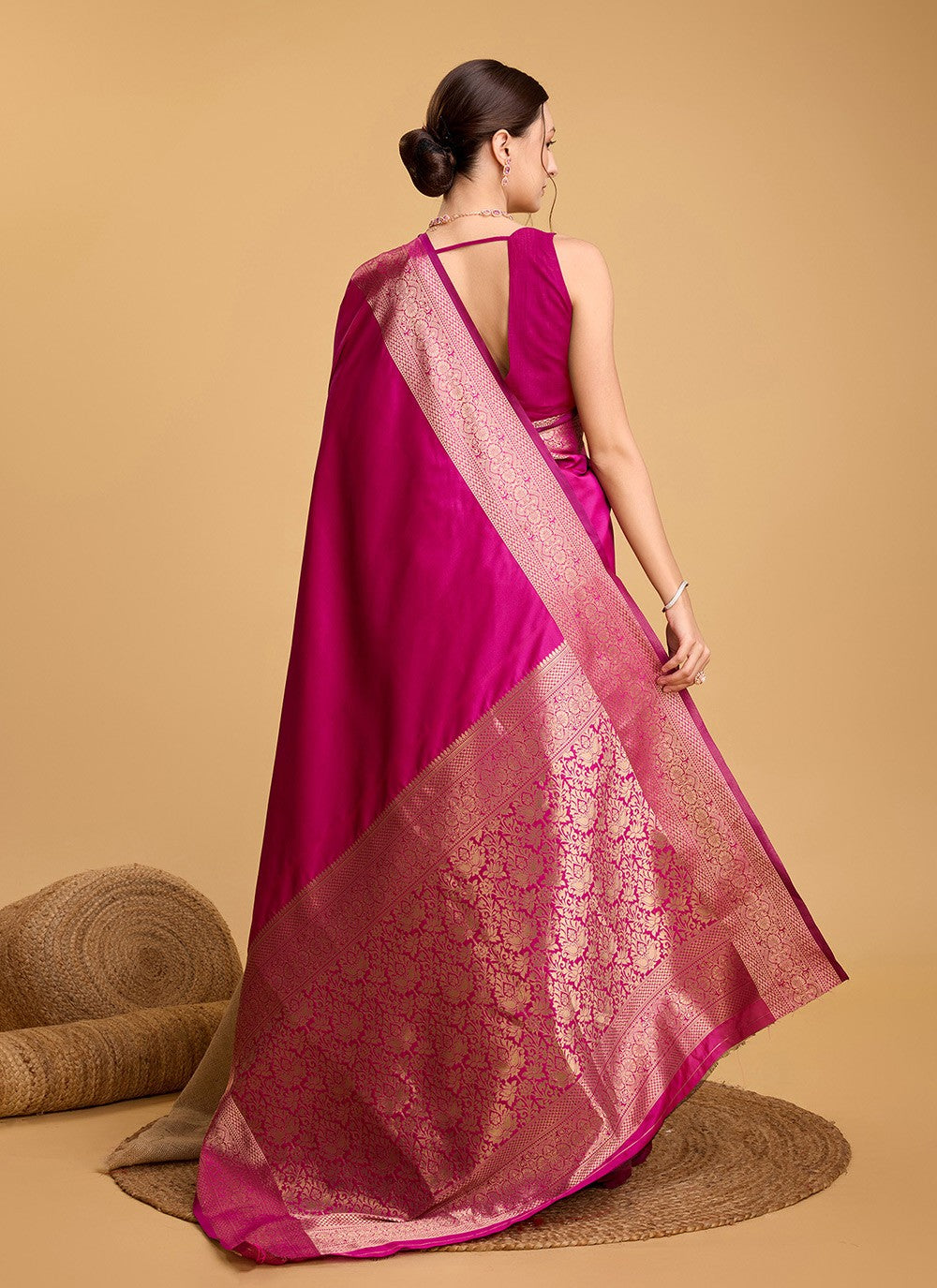 Woven Silk Pink Saree S14091