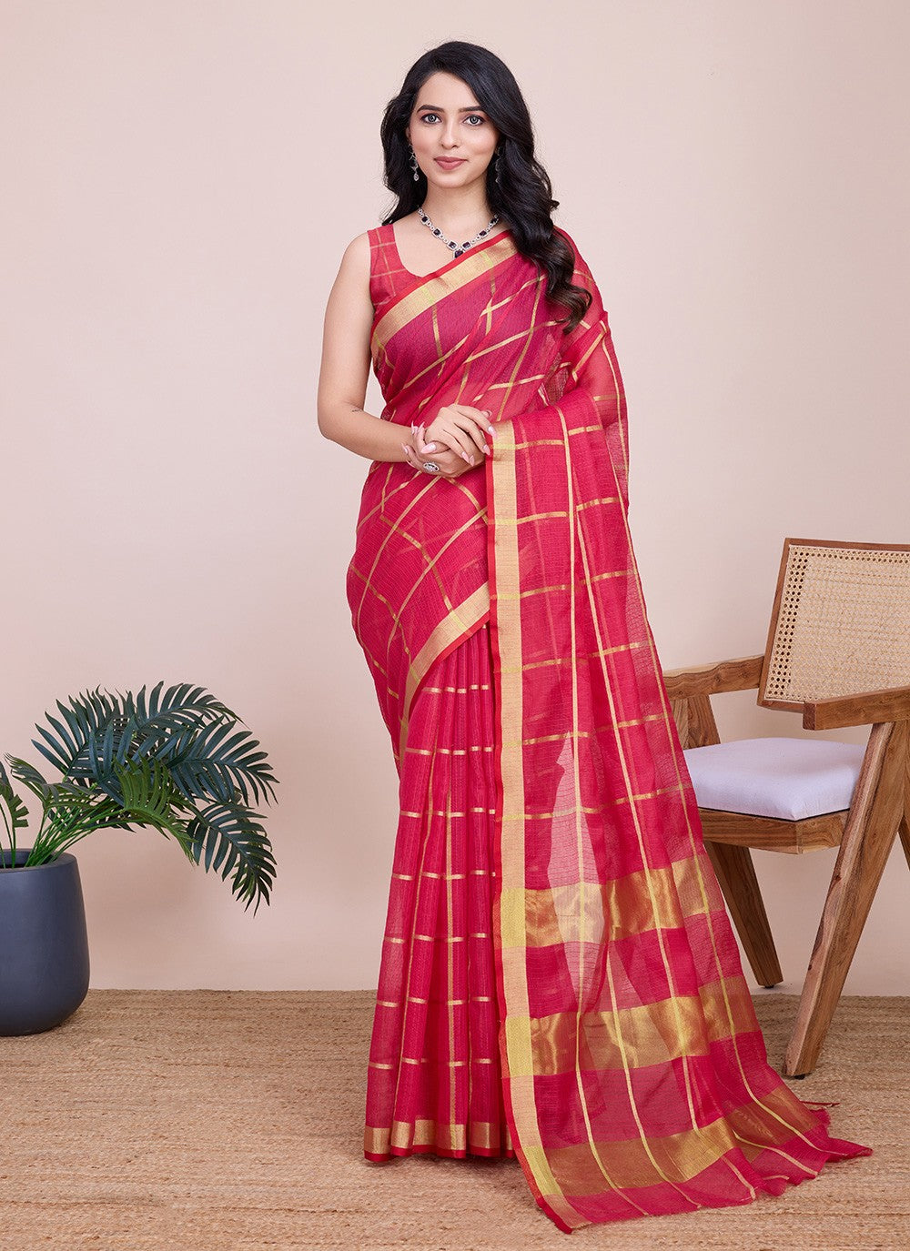 Classic Weaving Zari Kota Doriya Saree - S7921