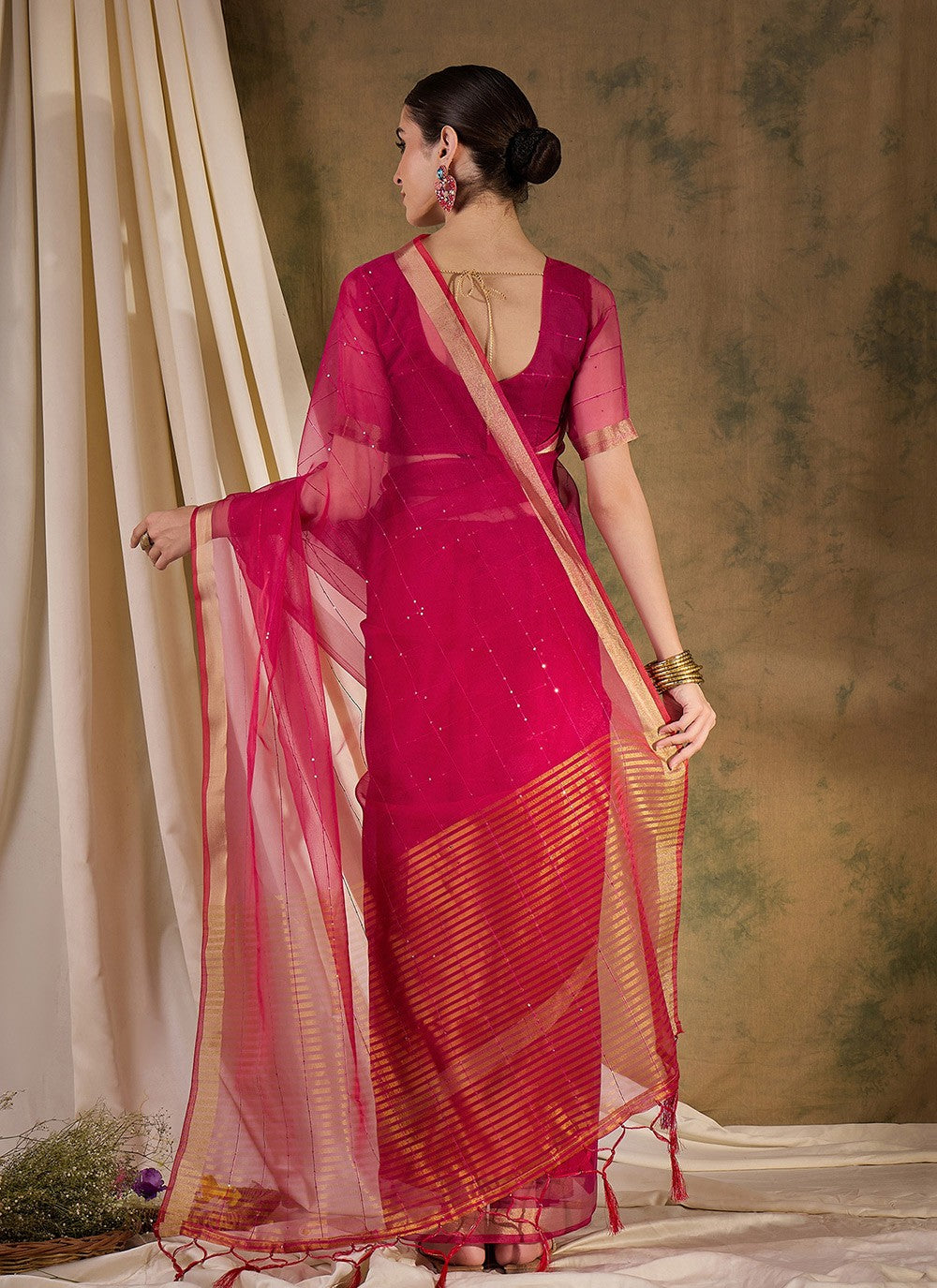 Casual Sequins Organza, Silk Saree - S6993