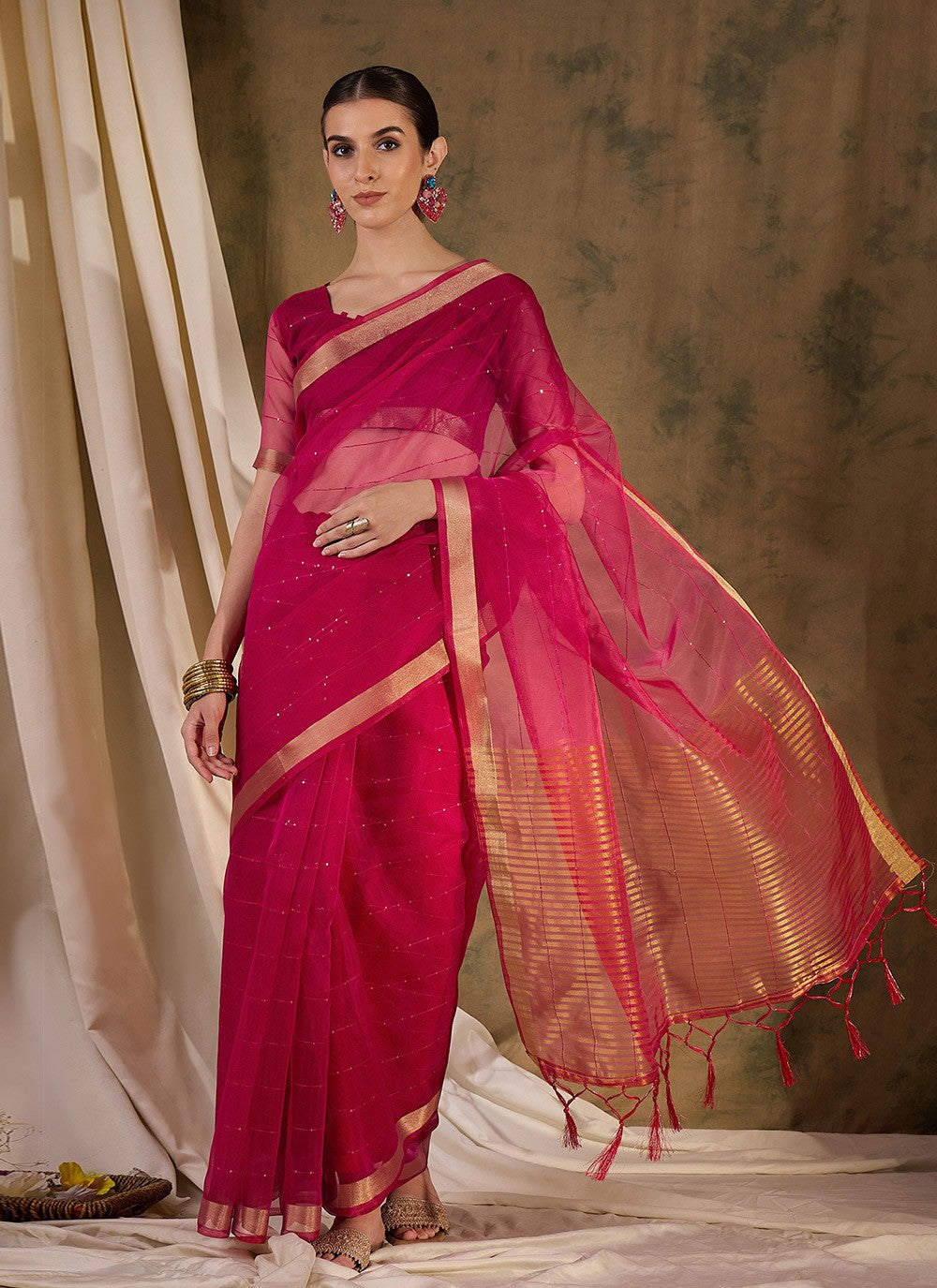 Casual Sequins Organza, Silk Saree - S6993