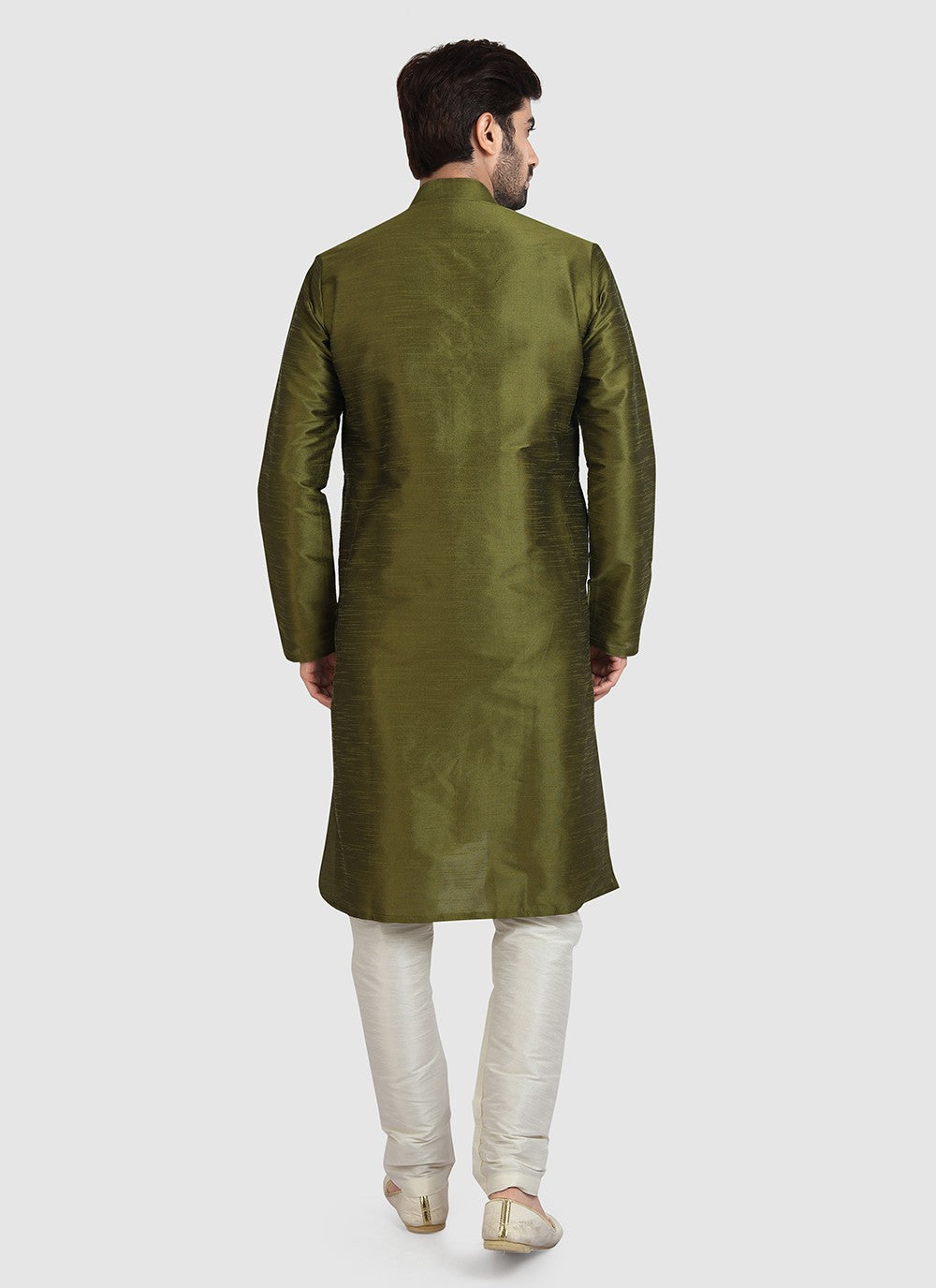 Plain Art Silk Green Kurta Pyjama - M3417