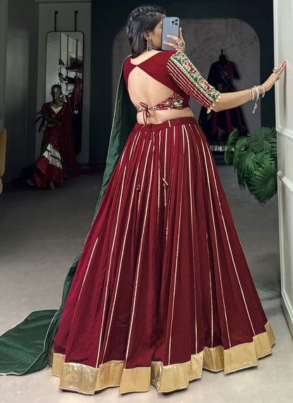Border Work Chanderi Readymade Lehenga Choli - L2749