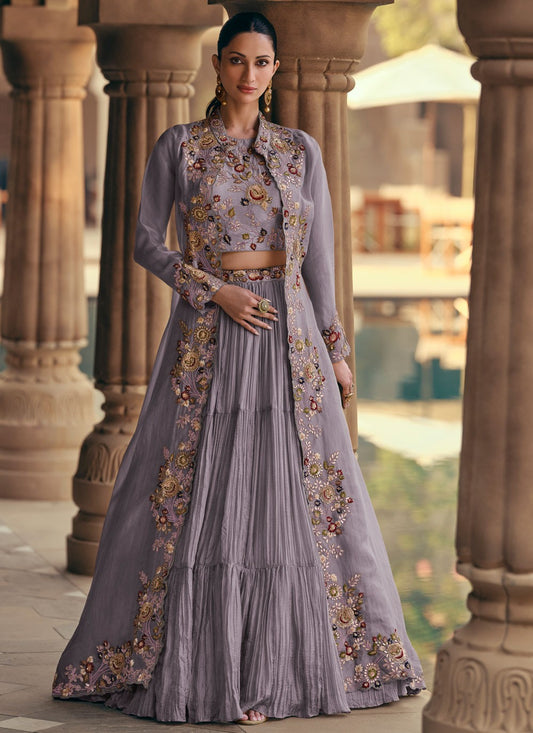 Chinon Mehandi & Sangeet, Reception Readymade Lehenga Choli L3639