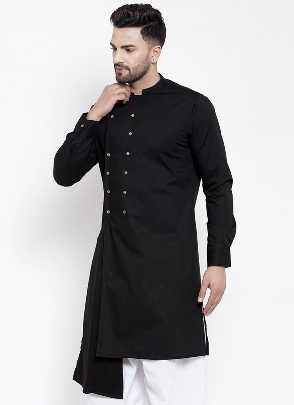 Plain Cotton Black Kurta - M1958