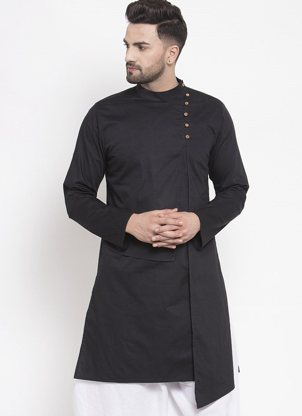 Plain Cotton Black Kurta - M1961