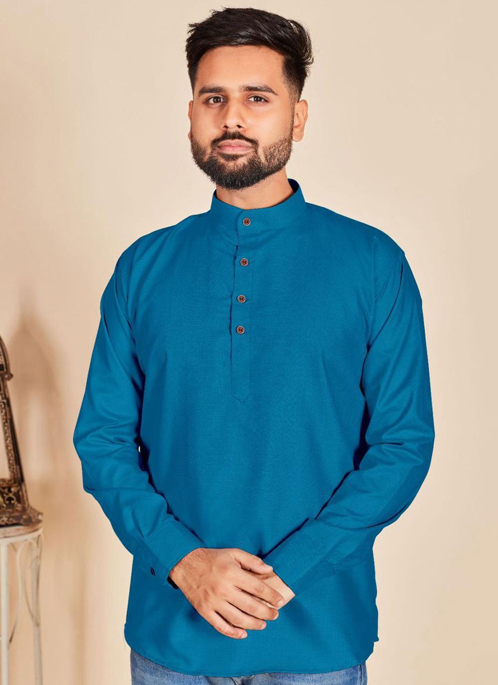 Plain Cotton Rama Short Kurta - M6780