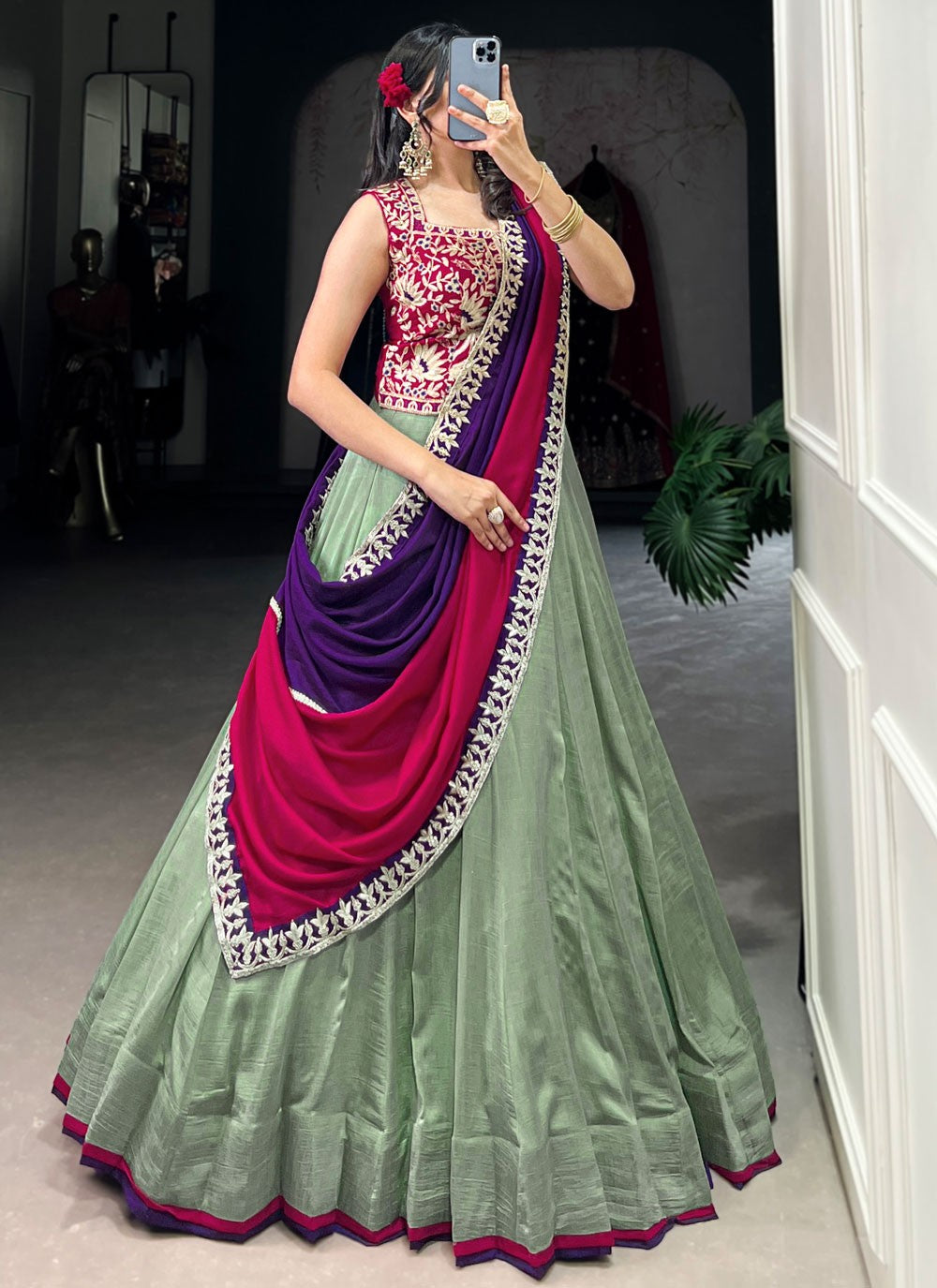 Vichitra Silk Festival, Mehandi & Sangeet A - Line Lehenga L3632