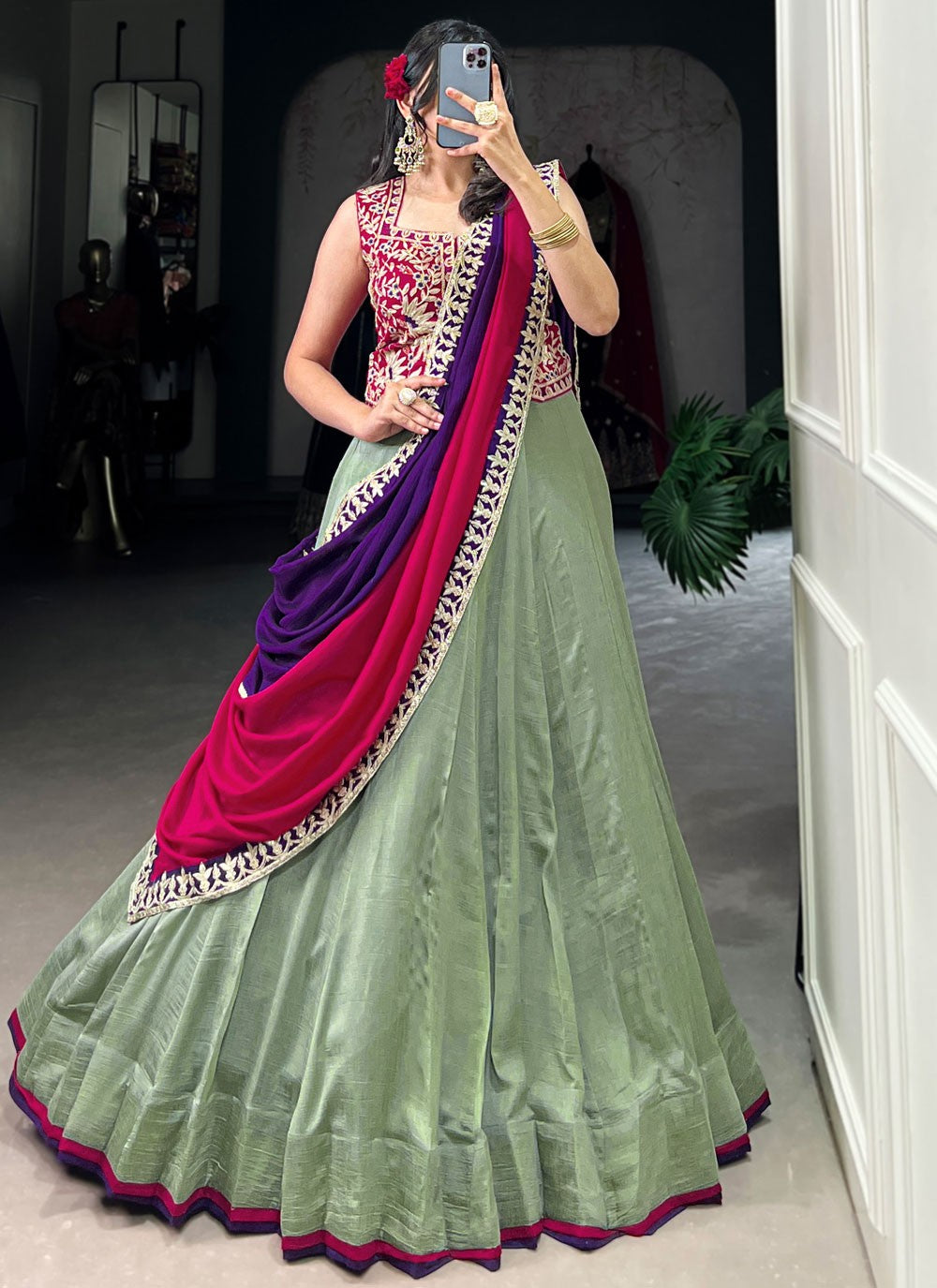 Vichitra Silk Festival, Mehandi & Sangeet A - Line Lehenga L3632