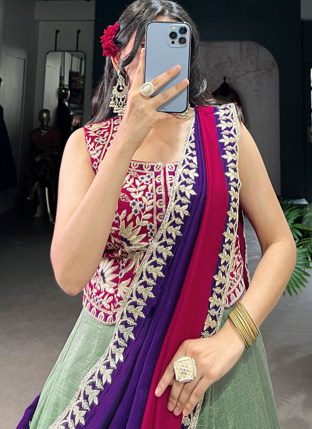 Vichitra Silk Festival, Mehandi & Sangeet A - Line Lehenga L3632