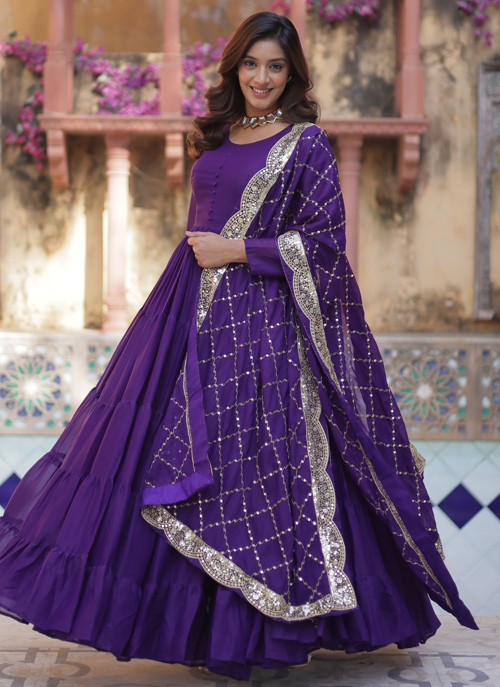 Plain Georgette Gown - G1836