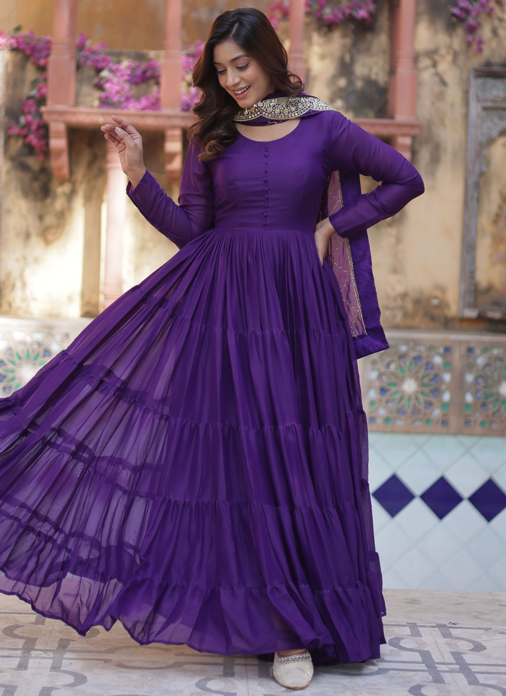 Plain Georgette Gown - G1836