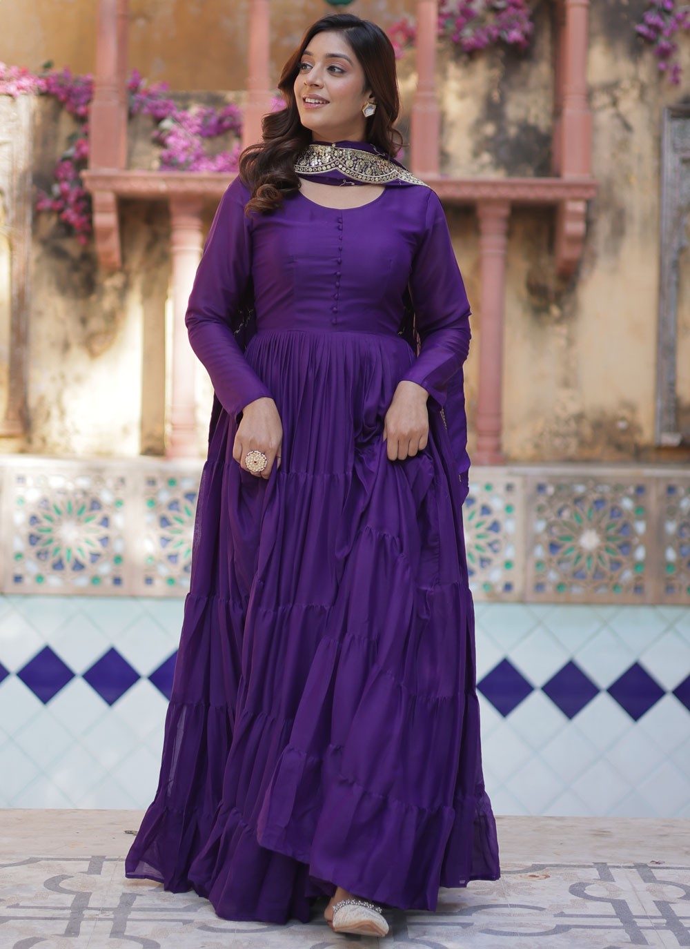 Plain Georgette Gown - G1836