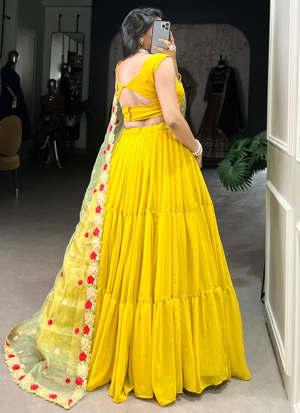 Georgette Mehandi & Sangeet A - Line Lehenga L3619