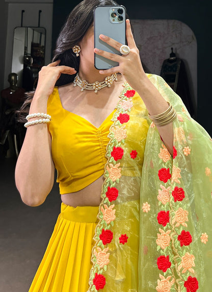 Georgette Mehandi & Sangeet A - Line Lehenga L3619