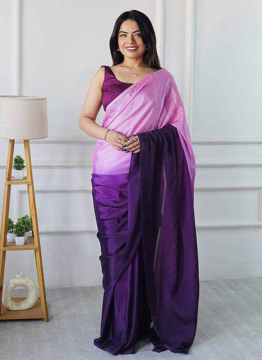 Purple Chinon Classic Saree Plain S16500