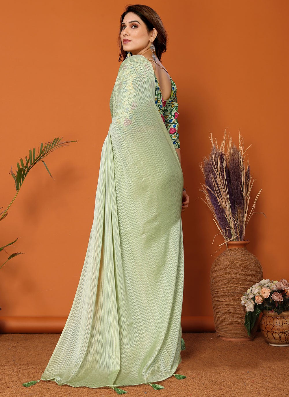 Classic Plain Polyester Saree - S7104
