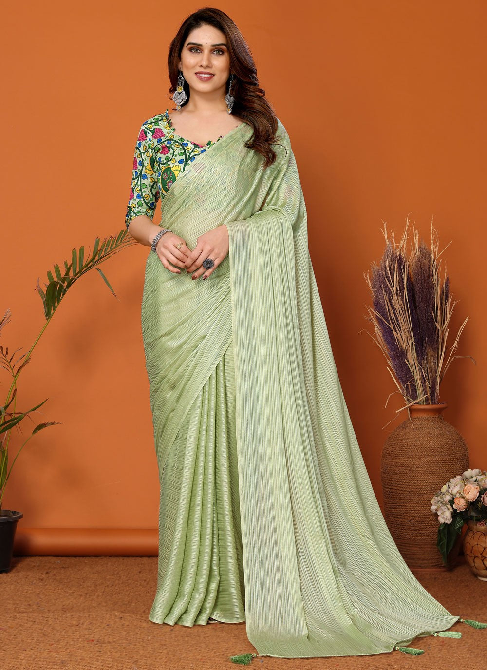 Classic Plain Polyester Saree - S7104