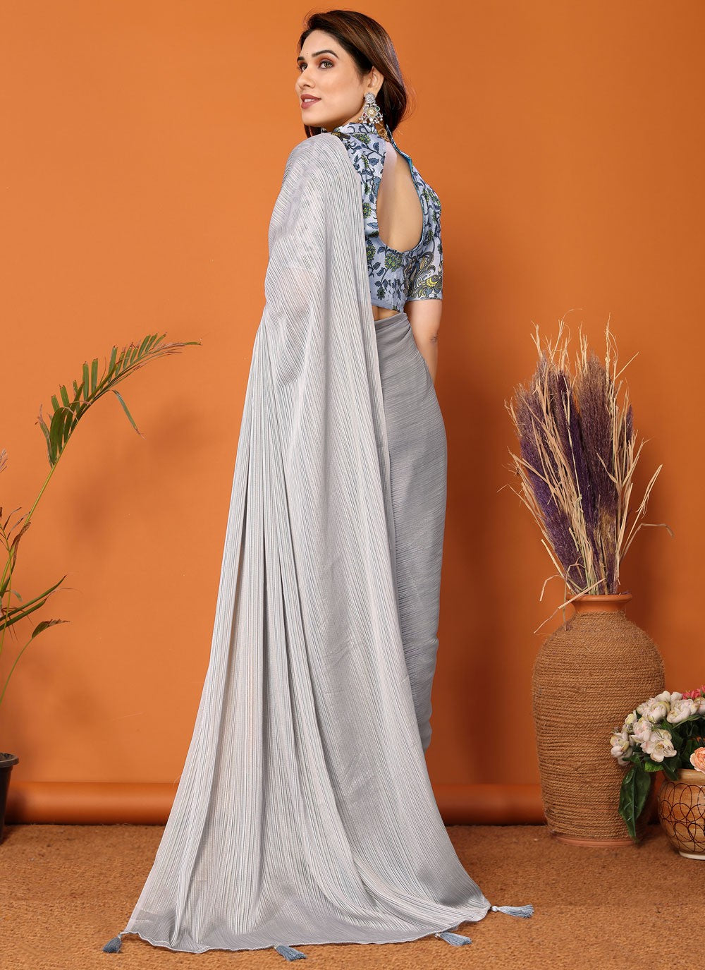 Classic Plain Polyester Saree - S7104